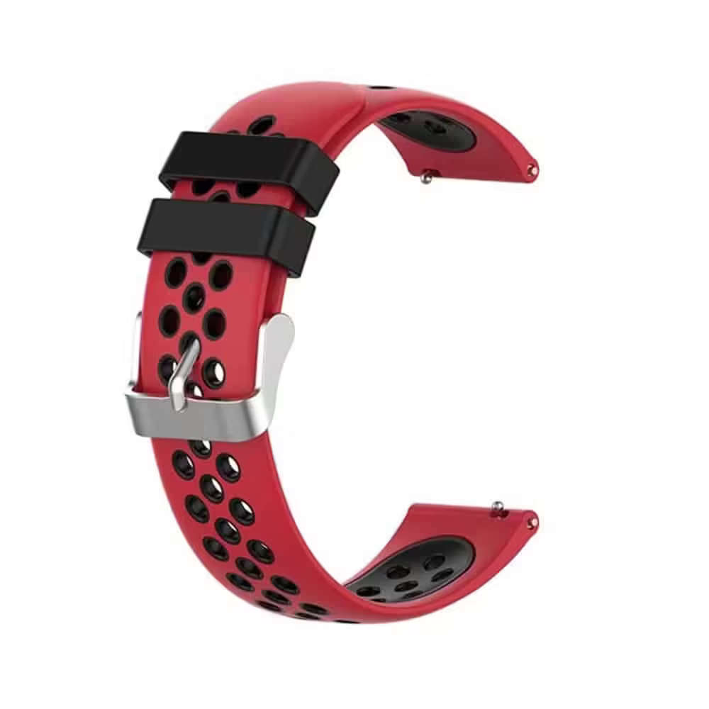 18mm Silicone Strap for Garmin Vivoactive 4S - Black & Red