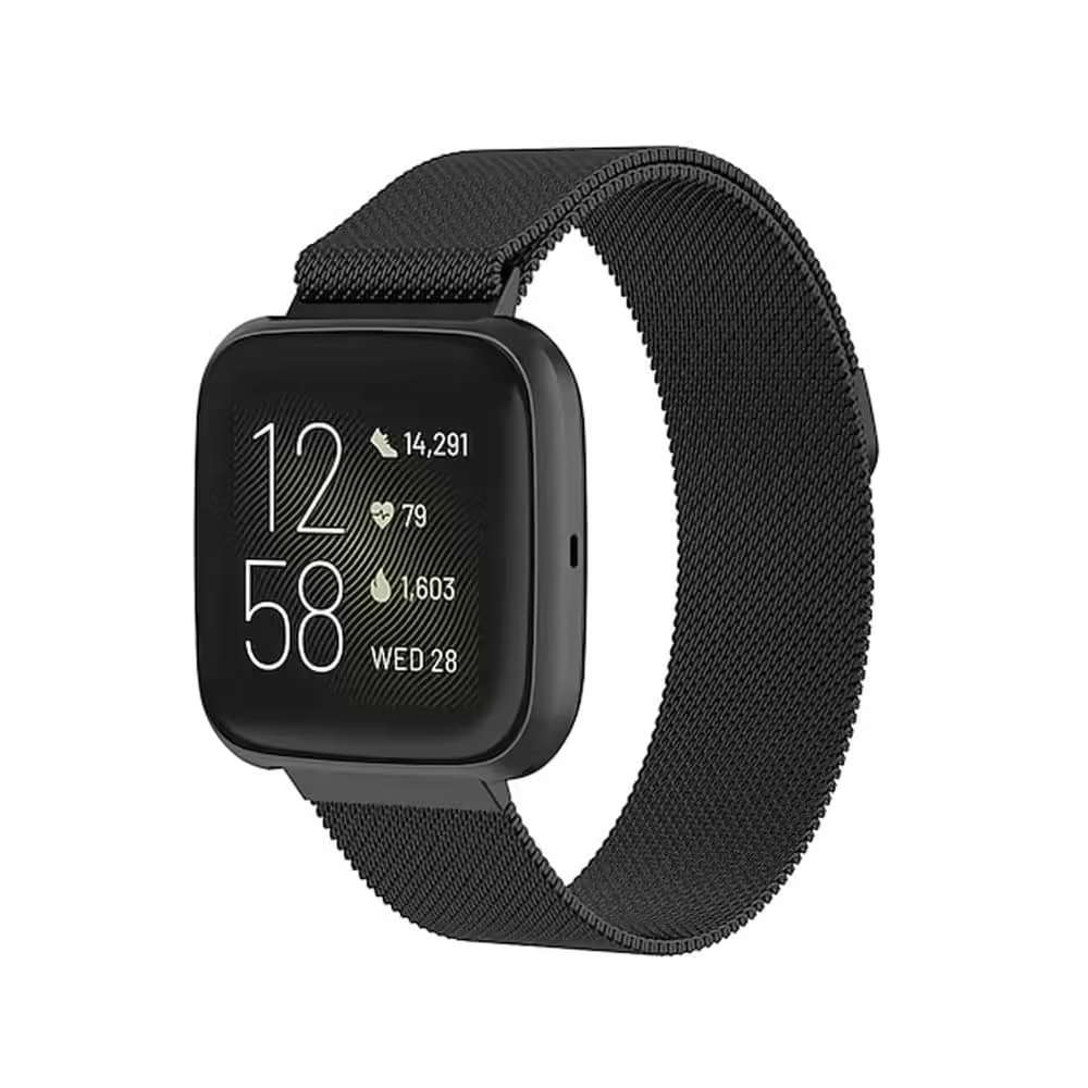 Milanese Strap for Fitbit Versa/ Versa 2- Black- M-L