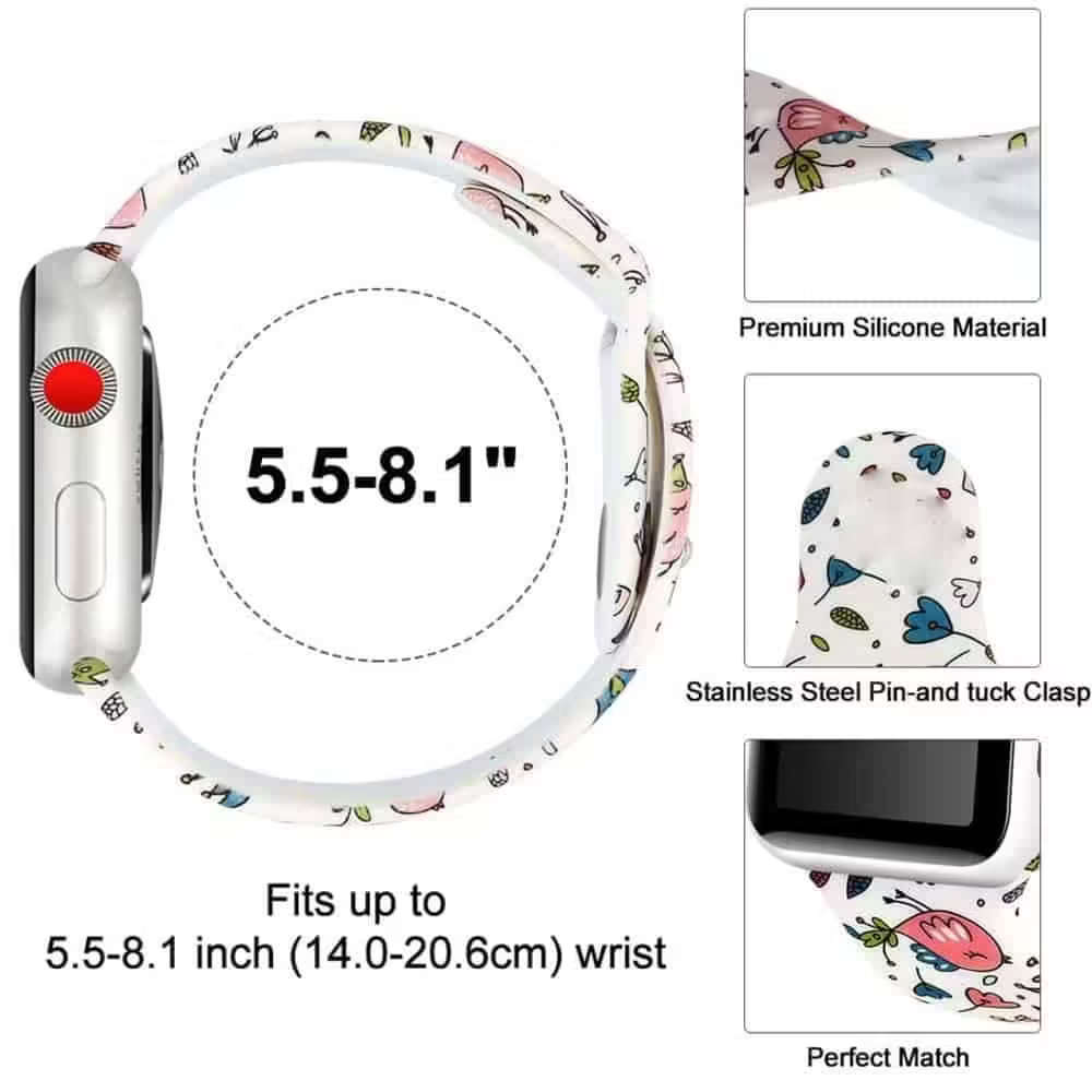 Silicone Strap for 42/44/45/49mm Apple Watch- Tweets- S/M