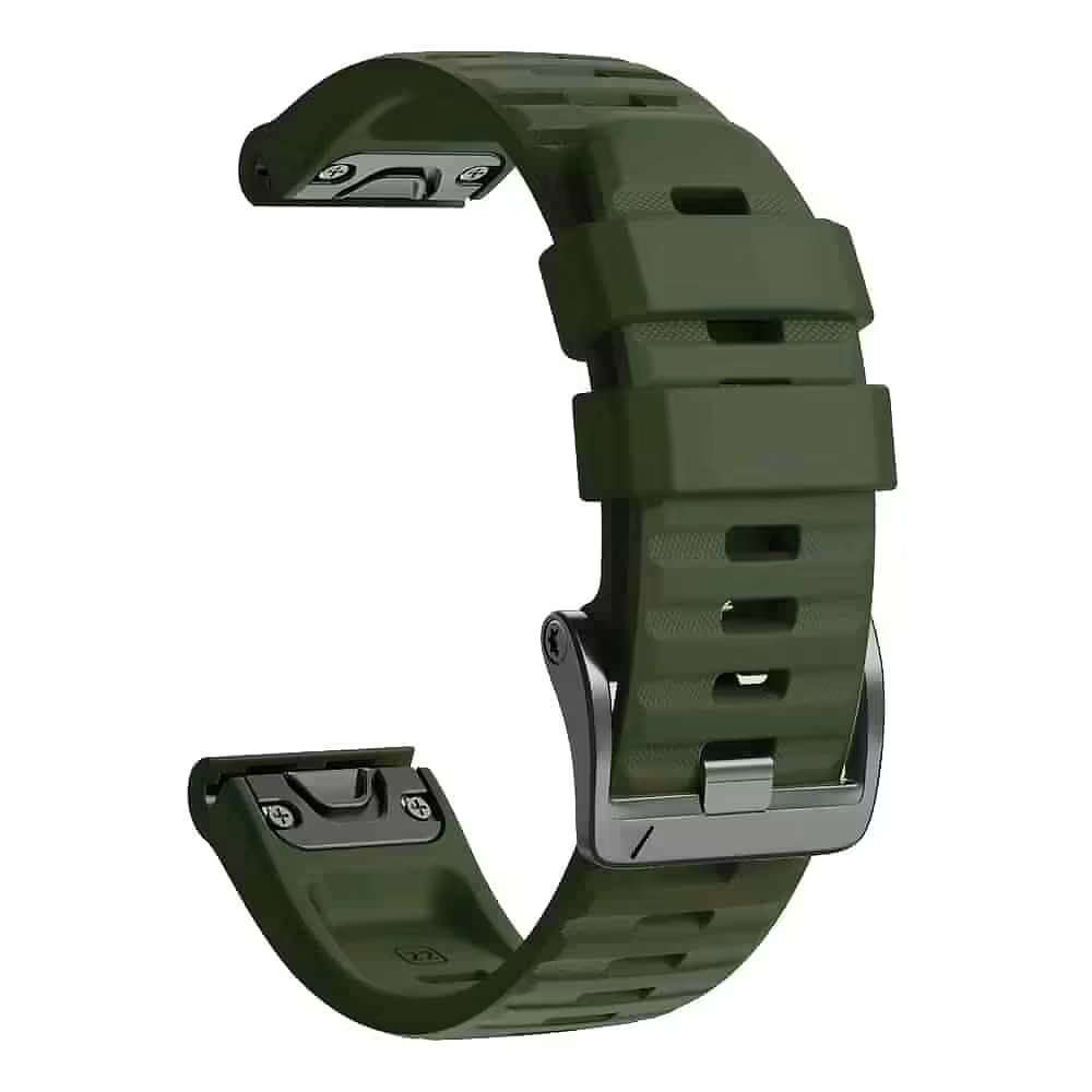 26mm Garmin Fenix 6X/5X/7X silicone strap - Army green