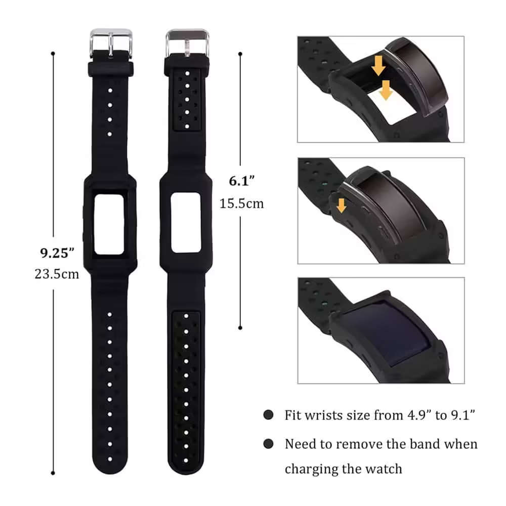 Samsung Gear Fit 2/2 Pro replacement silicone strap - Black