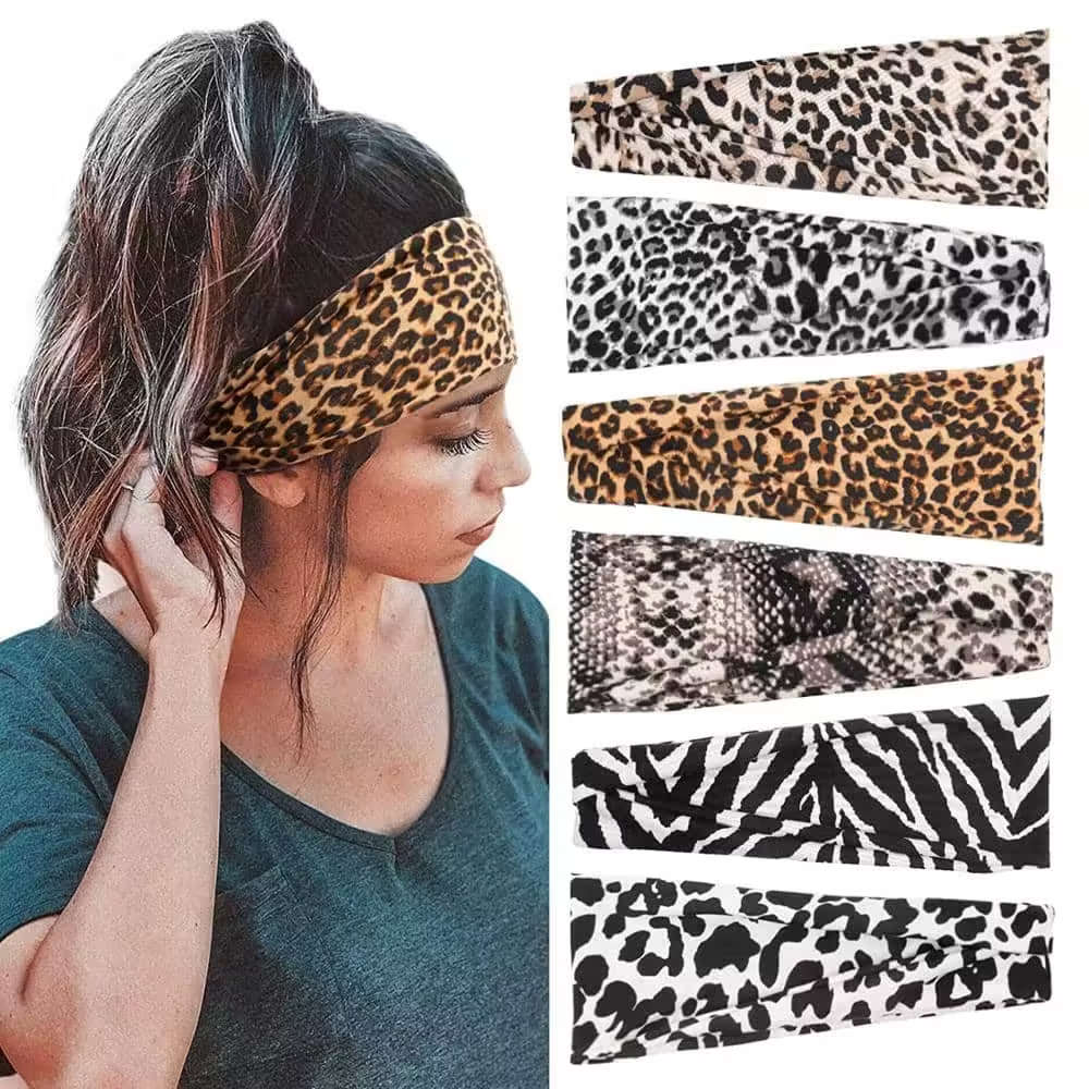 KD Stretchy Animal-Print Multiway Headband for Exercise/Yoga/Running