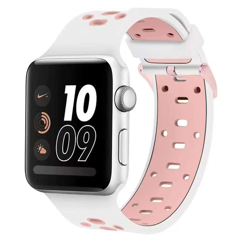 44mm Apple Watch silicone strap (White + R.gold/S-M) + TPU case combo