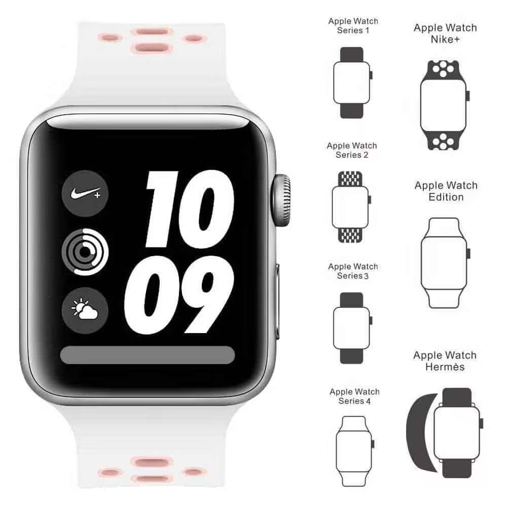 44mm Apple Watch silicone strap (White + R.gold/S-M) + TPU case combo
