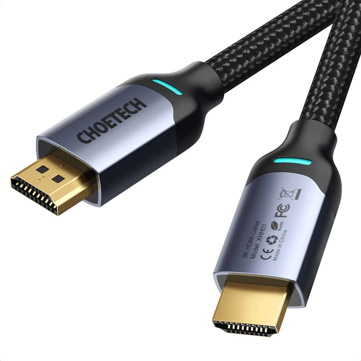 Choetech 8K HDMI 2.1 Cable 8K@60Hz 48Gbps (2M) Braided Cable - Black