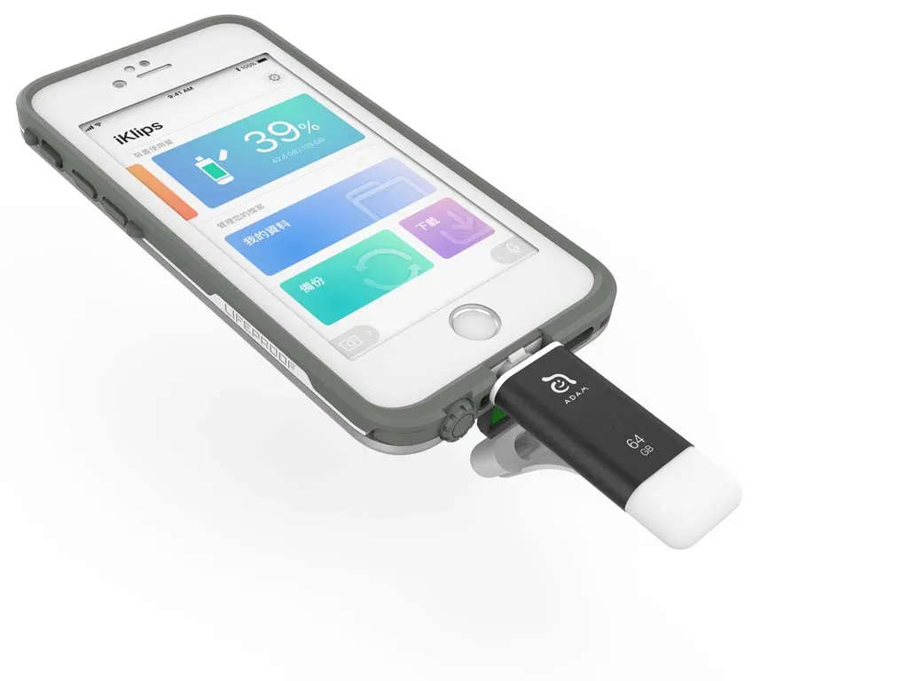 Adam Elements iKlip II Lightning Flash Drive 64GB - Grey