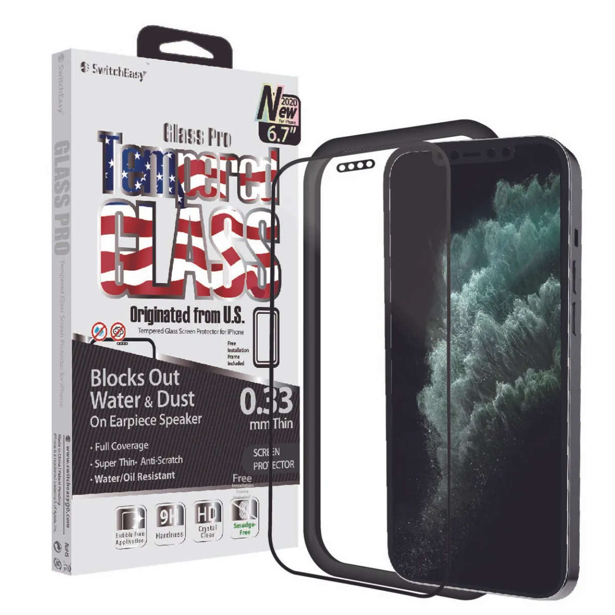 SwitchEasy Glass Pro full coverage glass screen protector for iPhone 12 Pro Max incl installation...