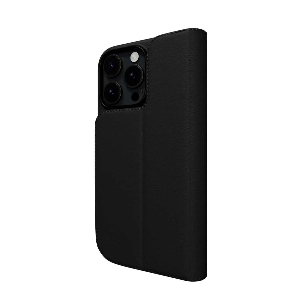 SwitchEasy Card Folio M Leather Flip Phone Case with Stand for iPhone 16 Pro - Black