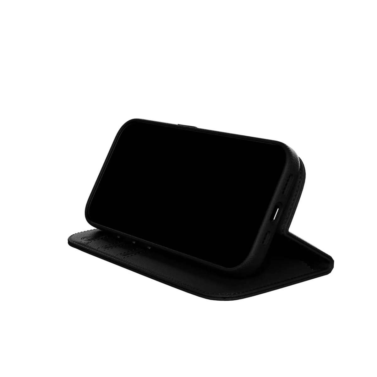 SwitchEasy Card Folio M Leather Flip Phone Case with Stand for iPhone 16 Pro - Black