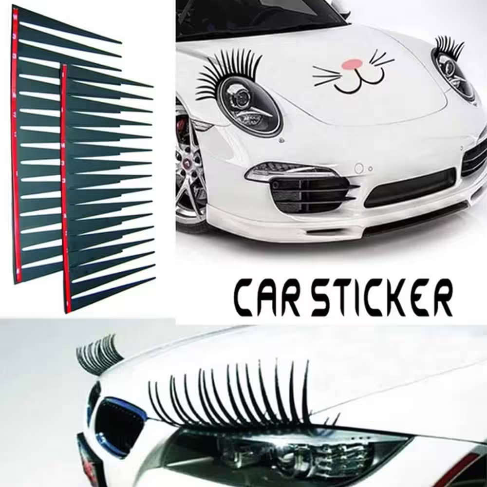 Car Bakkie Headlight Adjustable False Eyelashes Sticker Decor