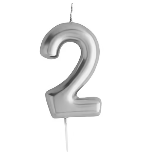 Casey 10cm Silver Numerical Birthday Candle Nr.2