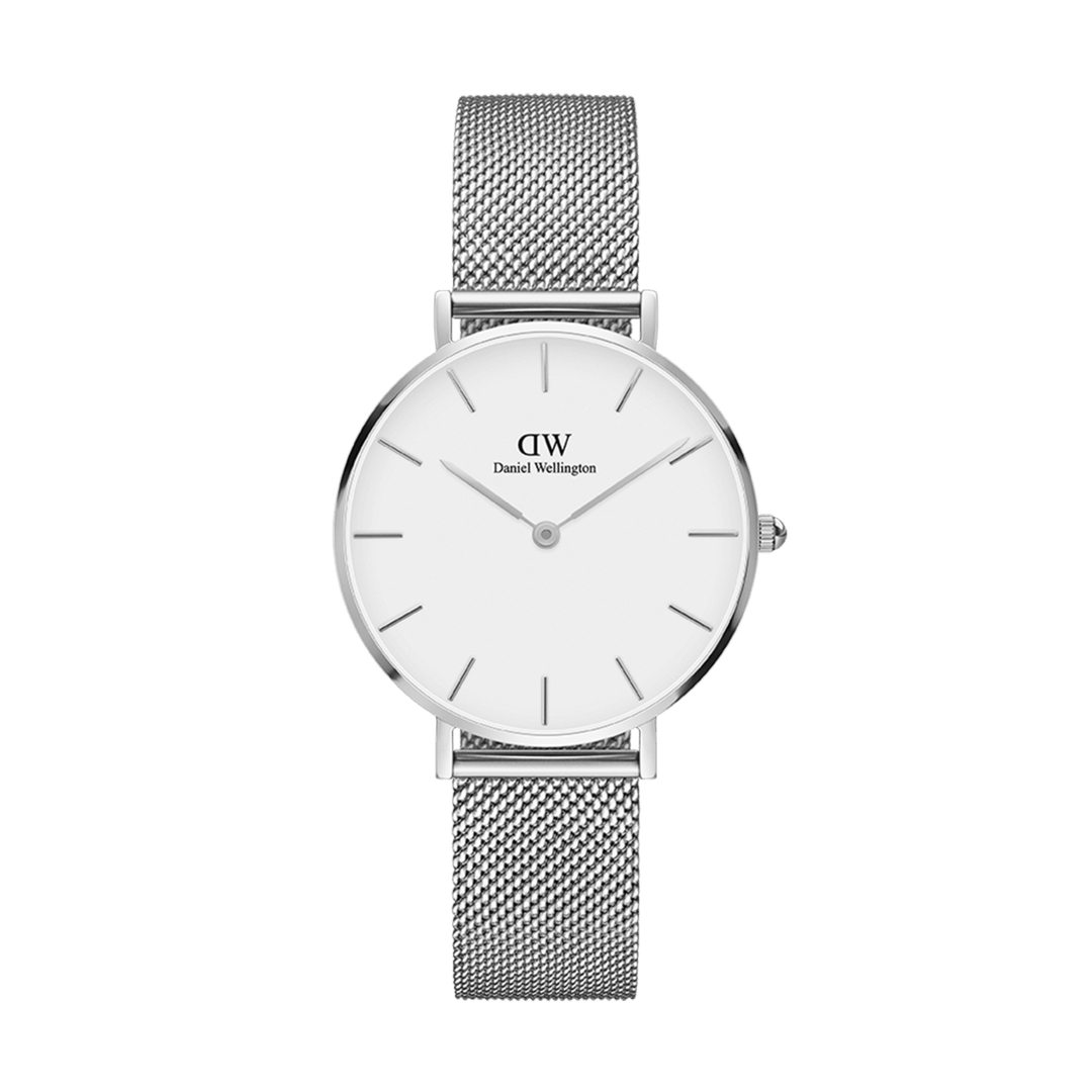Daniel Wellington Sterling Silver tone Women's Watch (DW00100164) - White Dial & Mesh Bracelet