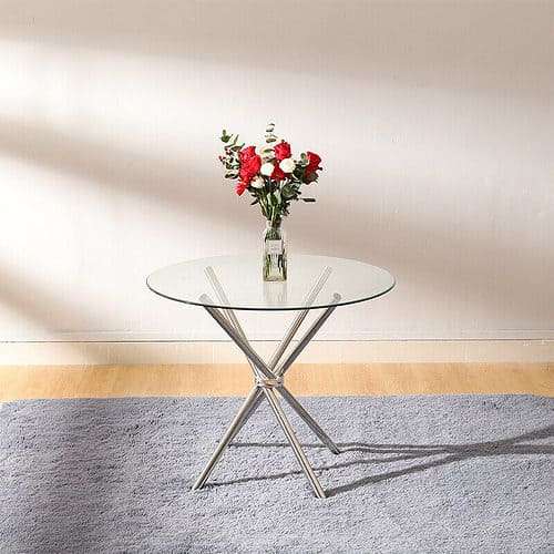 4 Seater Round Glass Cafe Table