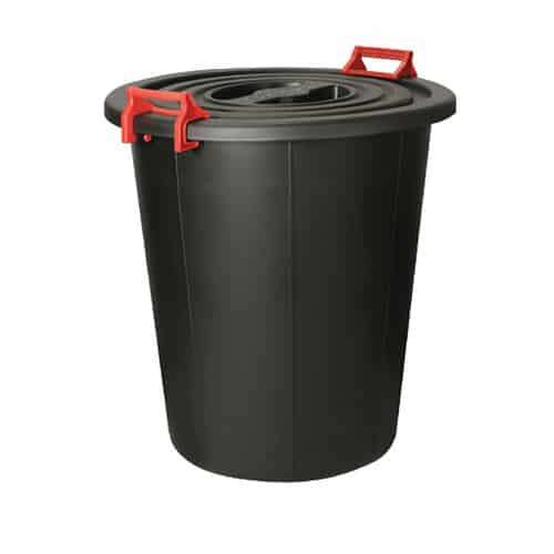 Black Bin 100lt Red Handle