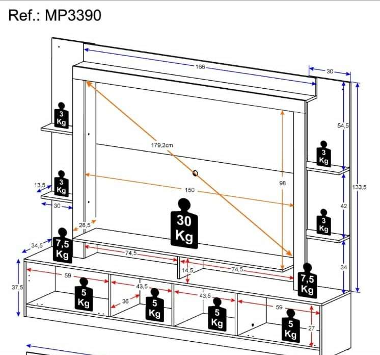 Moscow Deluxe TV Unit with Mirrors