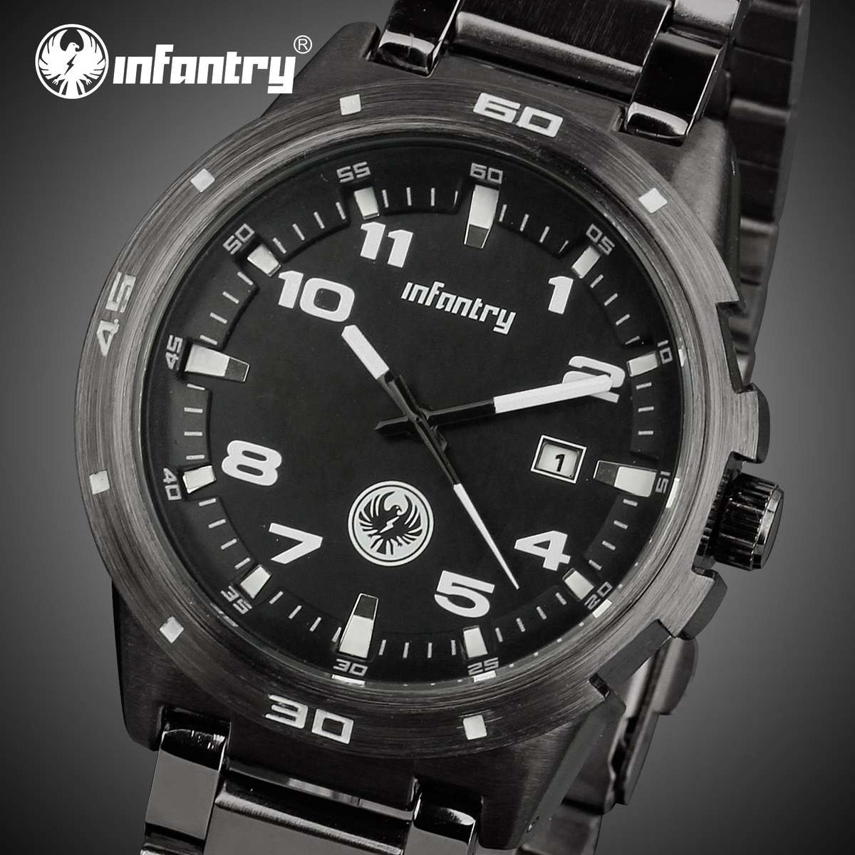 INFANTRY MILITARY CO. Stealth 46mm Black Hawk Watch Brand new BOXED, FULLY LOADED!