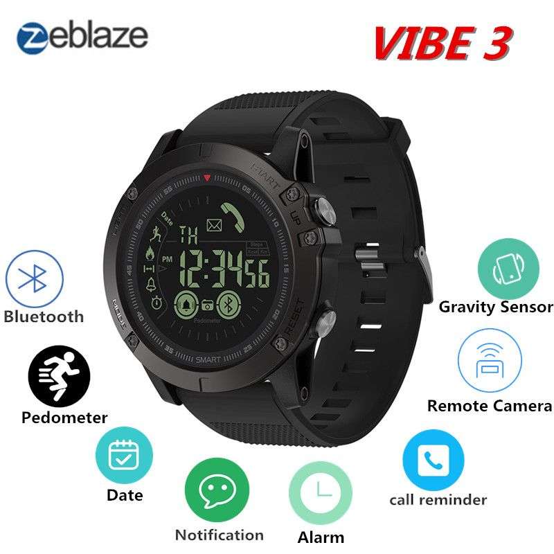 Zeblaze VIBE 3 Flagship Rugged Smart Watch Luminous Dial Wristband - Black