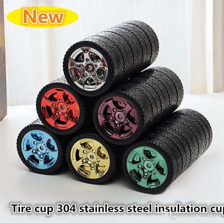 17cm Tyre Wheel Shaped Cup Stainless Steel Travel Coffee Cup