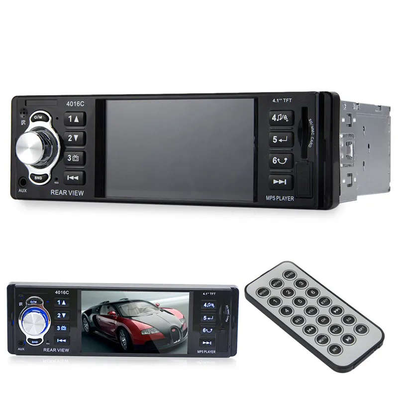 1 Din 4.1 Inch Car Radio HD Screen Mirror Link Bluetooth Handsfree MP5 Player USB Charging Remote Au
