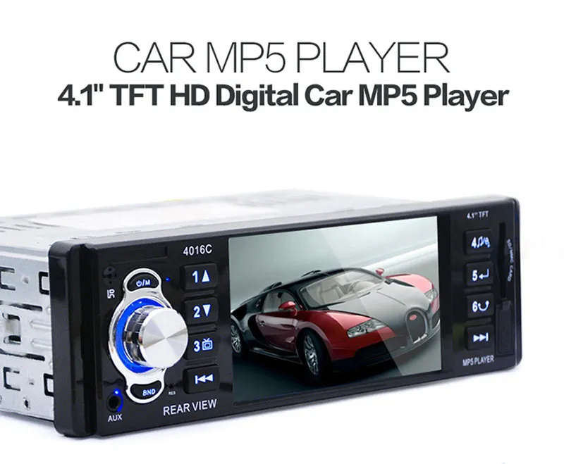 1 Din 4.1 Inch Car Radio HD Screen Mirror Link Bluetooth Handsfree MP5 Player USB Charging Remote Au