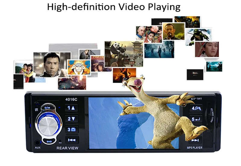 1 Din 4.1 Inch Car Radio HD Screen Mirror Link Bluetooth Handsfree MP5 Player USB Charging Remote Au