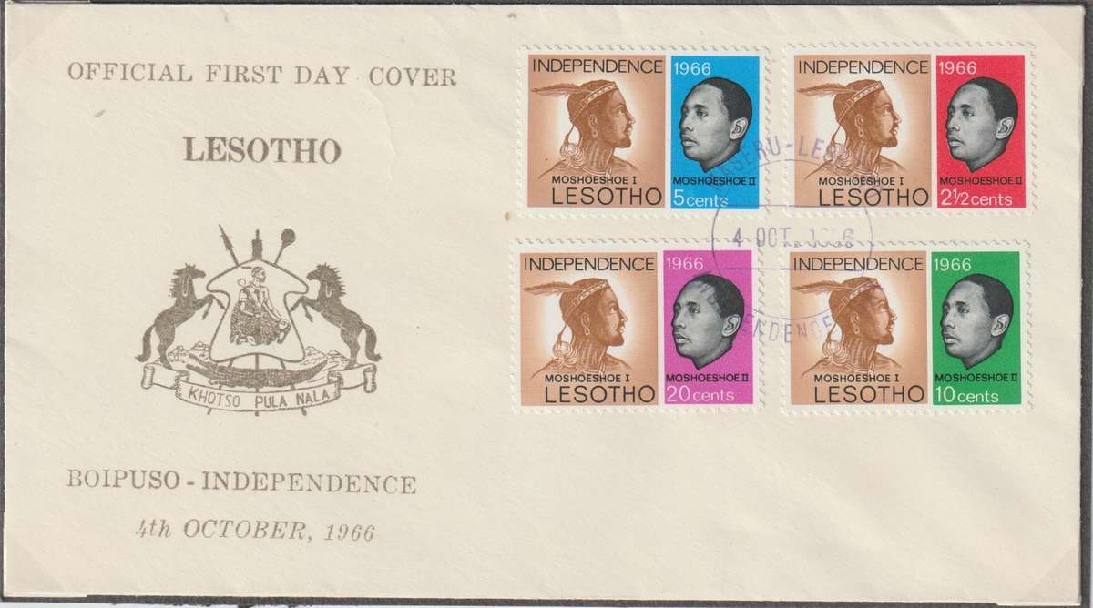 Lesotho 1966 Cat# SG: 106/9, FDC