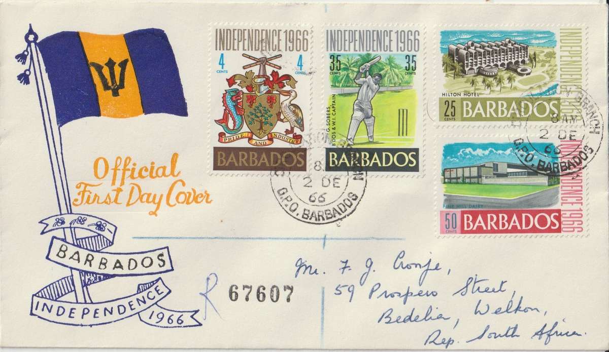 Barbados 1966 Cat# SG: 356/9, FDC