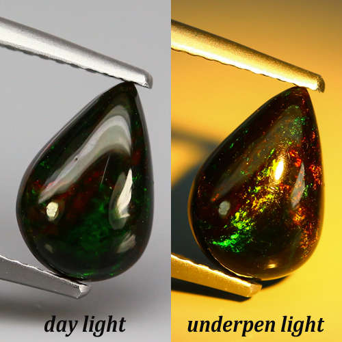 1.21ct Natural Ethiopian Black Opal Pear Cab