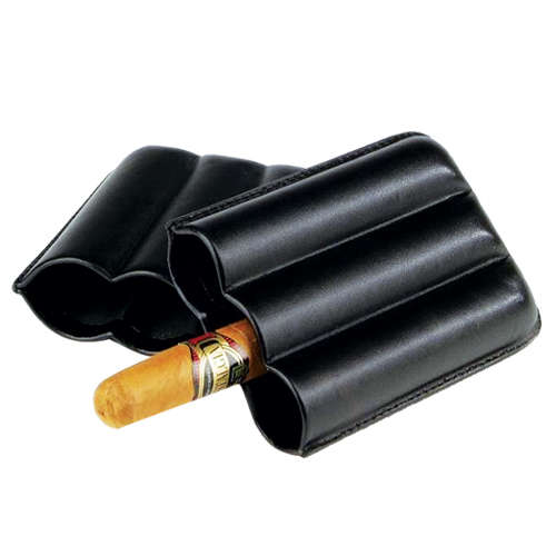 Cigar Holder - Black Leather Telescopic Adjustable 3C (CIG005)