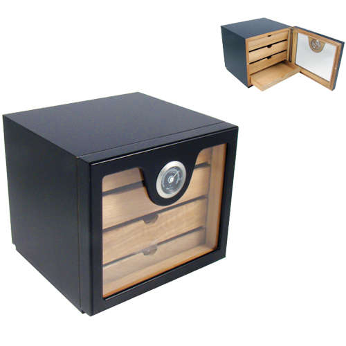 Cigar Humidor - Black Cabinet 4 Drawer (HUM033)