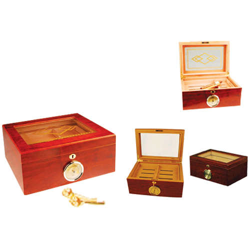 Cigar Humidor - Large Glass Top Lockable (HUM042)