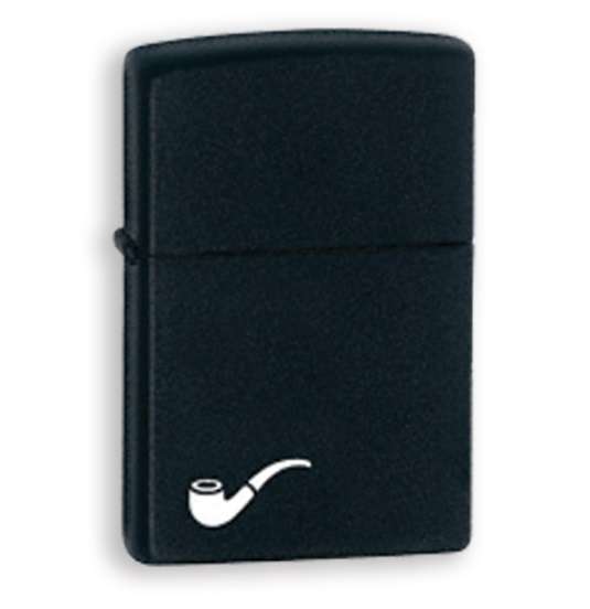 Zippo Lighter: Black matt with pipe