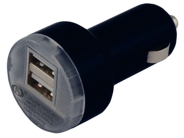 Car lighter double USB charger - black (P2278B)