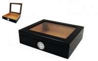 Cigar Humidor - Black Matte with Glass Lid (HUM044)