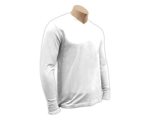 Classic long sleeve V-neck shirt - white