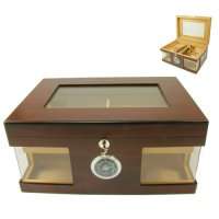 Cigar Humidor - Large Mahogany Glass Front Lockable (HUM043)