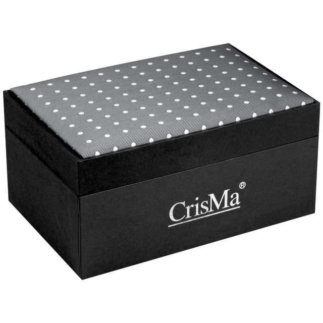 CrisMa Polkadot silk tie set - Tie, cufflinks, handkerchief - grey (78992)