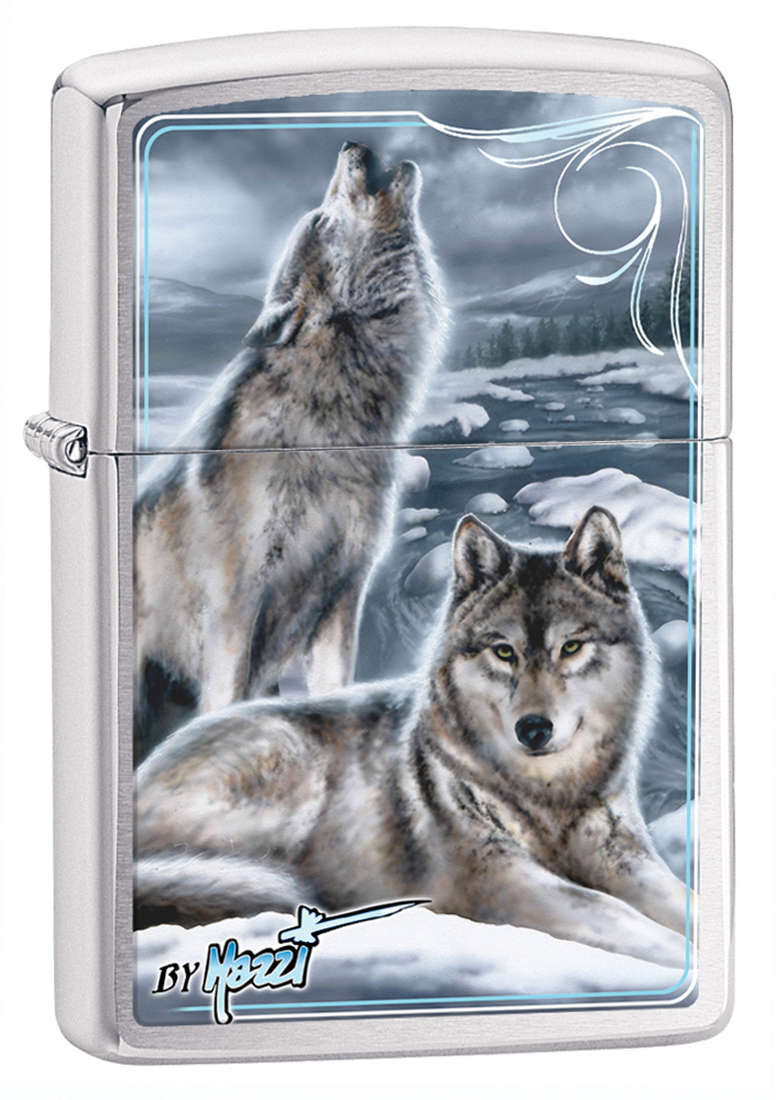 Zippo Lighter: Mazzi Winter Wolf