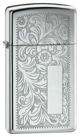 Zippo Lighter: Slim Chrome Venetian (ZP1652)