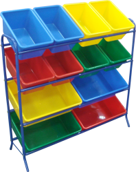 12 Bin Storage Rack Steel Frame
