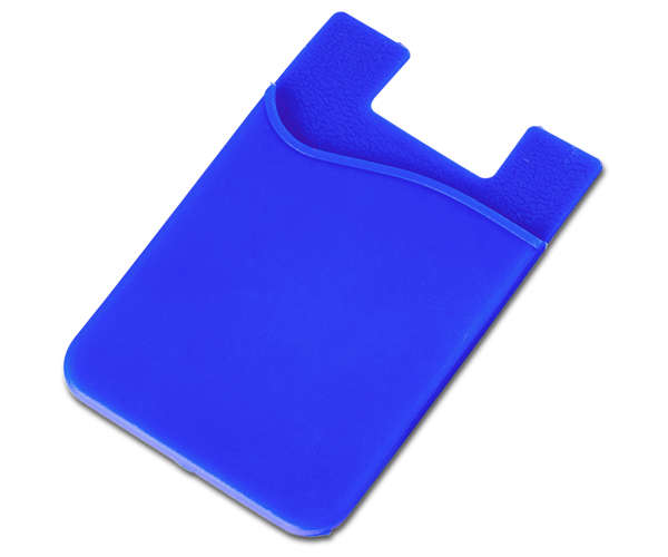 Silicone phone card holder - blue