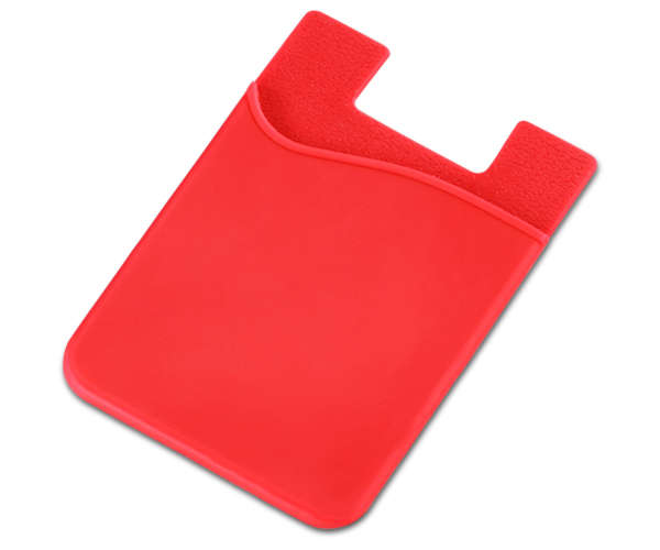 Silicone phone card holder - red