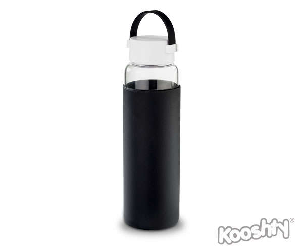 Kooshty klean glass drinking bottle - black