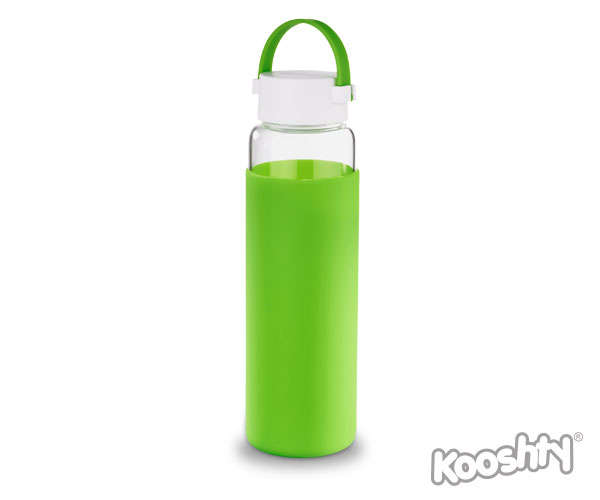 Kooshty klean glass drinking bottle - lime