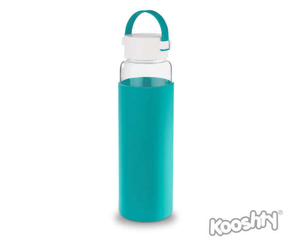 Kooshty klean glass drinking bottle - turquoise