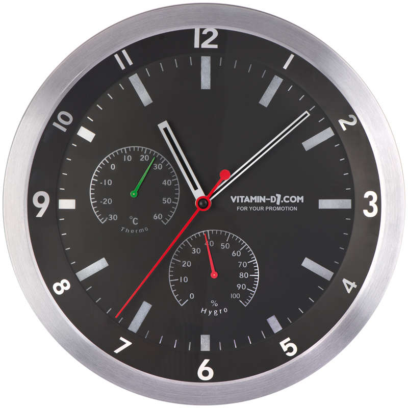 Metal wall clock with hygrometer and thermometer (43451)