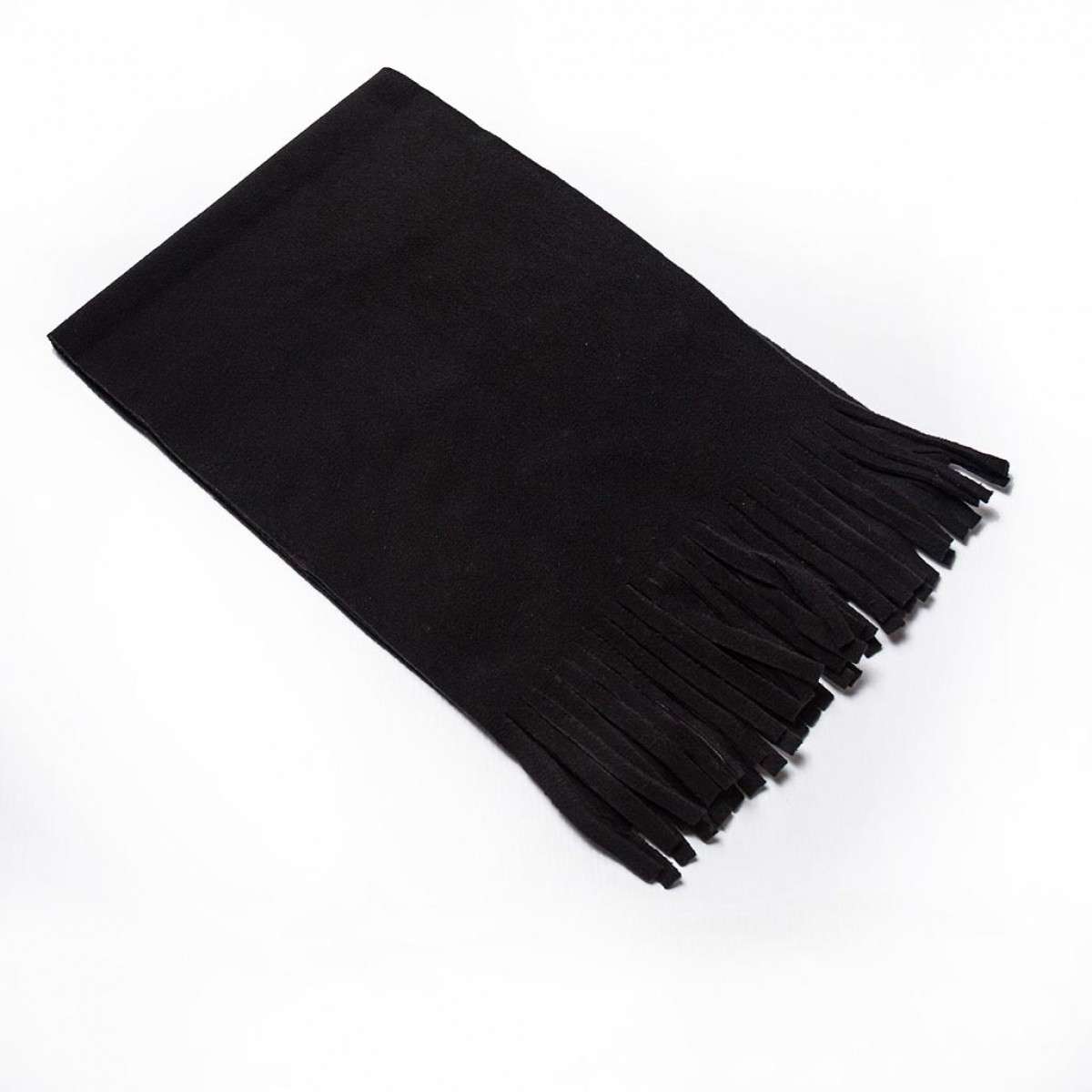 Polar Fleece Tassle Scarf - black