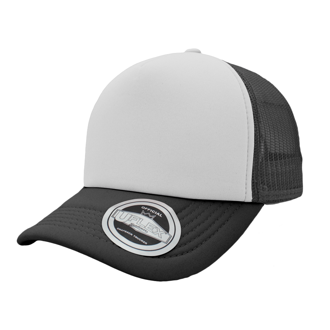 Uflex Curved Peak Trucker Cap - black/white (U15502)