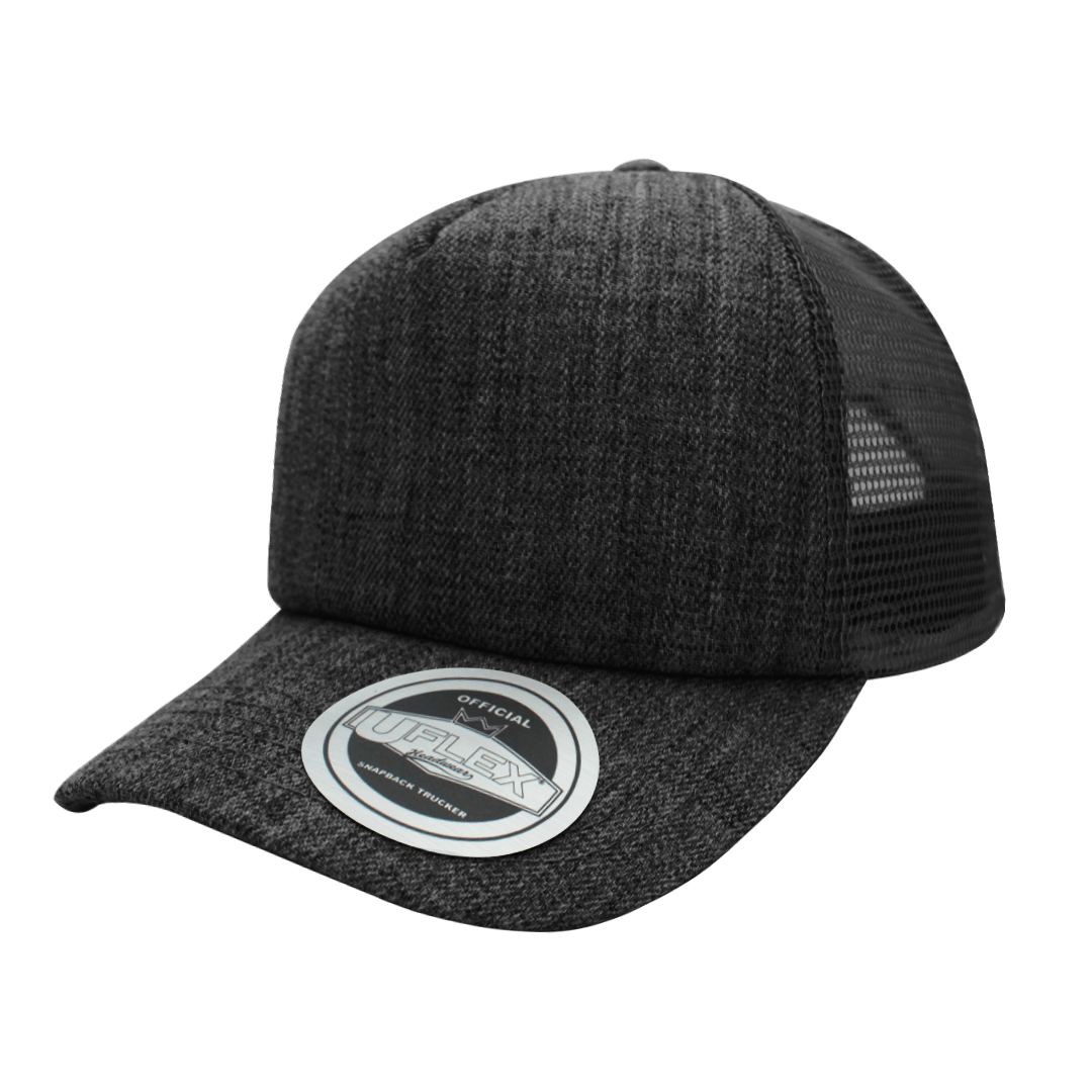 Uflex Curved Peak Trucker Cap - charcaol melange (U15502)