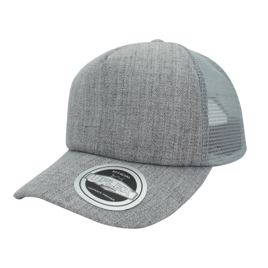 Uflex Curved Peak Trucker Cap - grey melange (U15502)